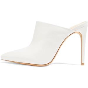 image:imageFSJ Women Slip On Closed Pointed Toe Mules Slide Sandals Stiletto High Heels Classic Summer Shoes Size 415 USWhite Matte