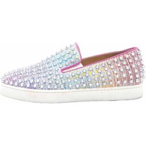 image:imageFSJ Women amp Men Fashion Studded Flat Loafers Shoes Round Toe Comfortable Slip On Unisex Rivets Pumps Elegant Formal Luxury Shoes Size 416 USPink Change