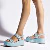 image:imageFSJ Women Boho Wedge Sandals Low Platform Open Toe CutOut Strappy Stylish Summer Casual Party Shoes Size 416 USLight Blue