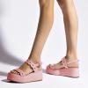 image:imageFSJ Women Boho Wedge Sandals Low Platform Open Toe CutOut Strappy Stylish Summer Casual Party Shoes Size 416 USPink