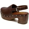 image:imageFSJ Women Closed Round Toe Studded Mules Chunky Wooden Platform Heel Clogs Adjustable Buckle Strap Slingback Casual Shoes Size 416 USBrown