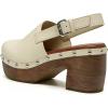 image:imageFSJ Women Closed Round Toe Studded Mules Chunky Wooden Platform Heel Clogs Adjustable Buckle Strap Slingback Casual Shoes Size 416 USOyster White