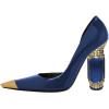 image:imageFSJ Women DOrsay Graceful Pumps Gilded Pointed Toe Crystal Chunky Block High Heels Slip On Wedding Prom Dress Shoes Size 416 USBlue