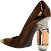 image:imageFSJ Women DOrsay Graceful Pumps Gilded Pointed Toe Crystal Chunky Block High Heels Slip On Wedding Prom Dress Shoes Size 416 USBrown