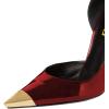 image:imageFSJ Women DOrsay Graceful Pumps Gilded Pointed Toe Crystal Chunky Block High Heels Slip On Wedding Prom Dress Shoes Size 416 USRed Patent