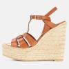 image:imageFSJ Women Elegant Open Toe Espadrille Platform Ankle Strap Wedge Sandals Woven Cutout Casual Strappy Shoes Size 416 USBrown