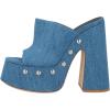 image:imageFSJ Women Open Round Toe Mule Sandals Chunky High Heel Slip On Platform Clogs Slides with Studs Comfy Shoes Size 416 USBlue Denim