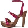 image:imageFSJ Women Open Toe Triple Buckle Straps Clog Heels Studded Platform Sandals Wooden Chunky Block Date Nights Shoes Size 416 USFushcia