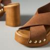 image:imageFSJ Women Platform Chunky Block High Heels Sandals Rivet Studded Open Toe Slingback Cross Strap Mule Clogs Shoes Size 416 USBrown