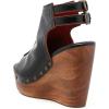 image:imageFSJ Women Retro Peep Toe Platform Sandals Metal Studs Chunky Wedge High Heel Slingback Ankle Strap Comfortable Walking Shoes Size 416 USBlack