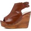 image:imageFSJ Women Retro Peep Toe Platform Sandals Metal Studs Chunky Wedge High Heel Slingback Ankle Strap Comfortable Walking Shoes Size 416 USBrown
