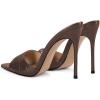 image:imageFSJ Women Sexy Open Pointed Toe Stiletto Heel Sandals Embossed Wide Strap Slip On Casual Summer Walking Dress Mules Shoes Size 415 USBrown