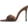 image:imageFSJ Women Sexy Open Pointed Toe Stiletto Heel Sandals Embossed Wide Strap Slip On Casual Summer Walking Dress Mules Shoes Size 415 USBrown