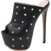 image:imageFSJ Women Sexy Studded Platform Mules Stiletto High Heel Peep Toe Slip On Summer Party Dress Prom Shoes Size 415 USBlack