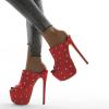 image:imageFSJ Women Sexy Studded Platform Mules Stiletto High Heel Peep Toe Slip On Summer Party Dress Prom Shoes Size 415 USRed