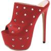 image:imageFSJ Women Sexy Studded Platform Mules Stiletto High Heel Peep Toe Slip On Summer Party Dress Prom Shoes Size 415 USRed