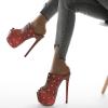 image:imageFSJ Women Sexy Studded Platform Mules Stiletto High Heel Peep Toe Slip On Summer Party Dress Prom Shoes Size 415 USRed Scale