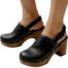 image:imageFSJ Women Slingback Clogs Wooden Block Heel Closed Round Toe Platform Studded Mules Buckle Strap Vintage Dress Slide Sandals Size 416 USBlack