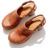 image:imageFSJ Women Slingback Clogs Wooden Block Heel Closed Round Toe Platform Studded Mules Buckle Strap Vintage Dress Slide Sandals Size 416 USBrown