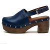 image:imageFSJ Women Slingback Clogs Wooden Block Heel Closed Round Toe Platform Studded Mules Buckle Strap Vintage Dress Slide Sandals Size 416 USGreen