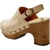 image:imageFSJ Women Slingback Clogs Wooden Block Heel Closed Round Toe Platform Studded Mules Buckle Strap Vintage Dress Slide Sandals Size 416 USOyster White