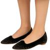 image:imageFSJ Women Sparkle Rhinestones Pointed Toe Flats Gold Embellished Suede Slip On Ballet Flats Elegant Wedding Bride Shoes Size 415 USBlack