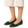 image:imageFSJ Women Sparkle Rhinestones Pointed Toe Flats Gold Embellished Suede Slip On Ballet Flats Elegant Wedding Bride Shoes Size 415 USGreen