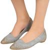 image:imageFSJ Women Sparkle Rhinestones Pointed Toe Flats Gold Embellished Suede Slip On Ballet Flats Elegant Wedding Bride Shoes Size 415 USGrey