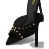image:imageFSJ Women Studded High Heel Mules Pointed Open Toe Slip On Stiletto Rivets Slides Sandals Stylish Casual Dress Shoes Size 416 USBlack