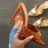 image:imageFSJ Women Studded High Heel Mules Pointed Open Toe Slip On Stiletto Rivets Slides Sandals Stylish Casual Dress Shoes Size 416 USBrown