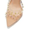 image:imageFSJ Women Studded High Heel Mules Pointed Open Toe Slip On Stiletto Rivets Slides Sandals Stylish Casual Dress Shoes Size 416 USClear