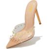 image:imageFSJ Women Studded High Heel Mules Pointed Open Toe Slip On Stiletto Rivets Slides Sandals Stylish Casual Dress Shoes Size 416 USClear