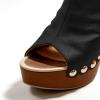 image:imageFSJ Women Studded Platform Heels Slingback Sandals Wooden Block Heel Ankle Strap Peep Toe Clogs Mules Comfortable Walking Shoes Size 416 USBlack