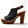 image:imageFSJ Women Studded Platform Heels Slingback Sandals Wooden Block Heel Ankle Strap Peep Toe Clogs Mules Comfortable Walking Shoes Size 416 USBlack