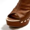 image:imageFSJ Women Studded Platform Heels Slingback Sandals Wooden Block Heel Ankle Strap Peep Toe Clogs Mules Comfortable Walking Shoes Size 416 USBrown