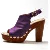 image:imageFSJ Women Studded Platform Heels Slingback Sandals Wooden Block Heel Ankle Strap Peep Toe Clogs Mules Comfortable Walking Shoes Size 416 USPurple