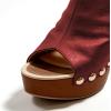 image:imageFSJ Women Studded Platform Heels Slingback Sandals Wooden Block Heel Ankle Strap Peep Toe Clogs Mules Comfortable Walking Shoes Size 416 USRed