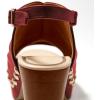 image:imageFSJ Women Studded Platform Heels Slingback Sandals Wooden Block Heel Ankle Strap Peep Toe Clogs Mules Comfortable Walking Shoes Size 416 USRed