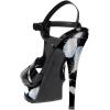 image:imageFSJ Women TStrap Platform Sandals Peep Toe Ankle Strap Stiletto Heels Strappy Wedding Dating Dress Shoes Size 416 USBlack Feathers