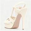 image:imageFSJ Women TStrap Platform Sandals Peep Toe Ankle Strap Stiletto Heels Strappy Wedding Dating Dress Shoes Size 416 USIvory