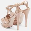 image:imageFSJ Women TStrap Platform Sandals Peep Toe Ankle Strap Stiletto Heels Strappy Wedding Dating Dress Shoes Size 416 USNude Patent