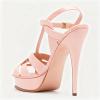 image:imageFSJ Women TStrap Platform Sandals Peep Toe Ankle Strap Stiletto Heels Strappy Wedding Dating Dress Shoes Size 416 USPink