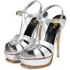 image:imageFSJ Women TStrap Platform Sandals Peep Toe Ankle Strap Stiletto Heels Strappy Wedding Dating Dress Shoes Size 416 USSilver