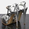 image:imageFSJ Women TStrap Platform Sandals Peep Toe Ankle Strap Stiletto Heels Strappy Wedding Dating Dress Shoes Size 416 USSilver