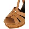 image:imageFSJ Women TStrap Platform Sandals Peep Toe Ankle Strap Stiletto Heels Strappy Wedding Dating Dress Shoes Size 416 USTan