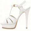 image:imageFSJ Women TStrap Platform Sandals Peep Toe Ankle Strap Stiletto Heels Strappy Wedding Dating Dress Shoes Size 416 USWhite