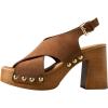 image:imageFSJ Women Platform Chunky Block High Heels Sandals Rivet Studded Open Toe Slingback Cross Strap Mule Clogs Shoes Size 416 USBrown