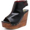 image:imageFSJ Women Retro Peep Toe Platform Sandals Metal Studs Chunky Wedge High Heel Slingback Ankle Strap Comfortable Walking Shoes Size 416 USBlack