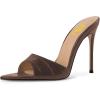 image:imageFSJ Women Sexy Open Pointed Toe Stiletto Heel Sandals Embossed Wide Strap Slip On Casual Summer Walking Dress Mules Shoes Size 415 USBrown