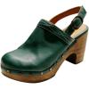 image:imageFSJ Women Slingback Clogs Wooden Block Heel Closed Round Toe Platform Studded Mules Buckle Strap Vintage Dress Slide Sandals Size 416 USGreen